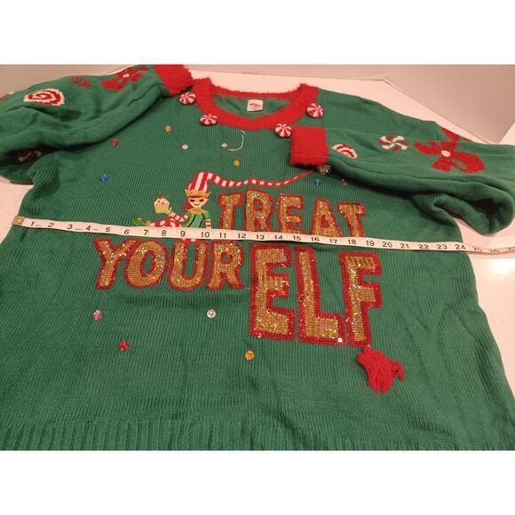 Holiday Time Sweater Treat Your Elf Green/Red Size 2XL - Picture 5 of 5